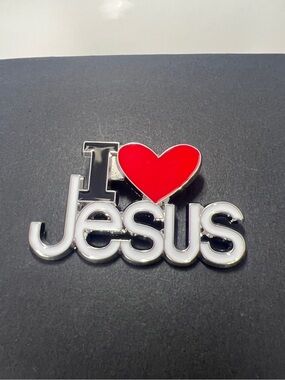 I Heart Jesus Red White Black Brooch